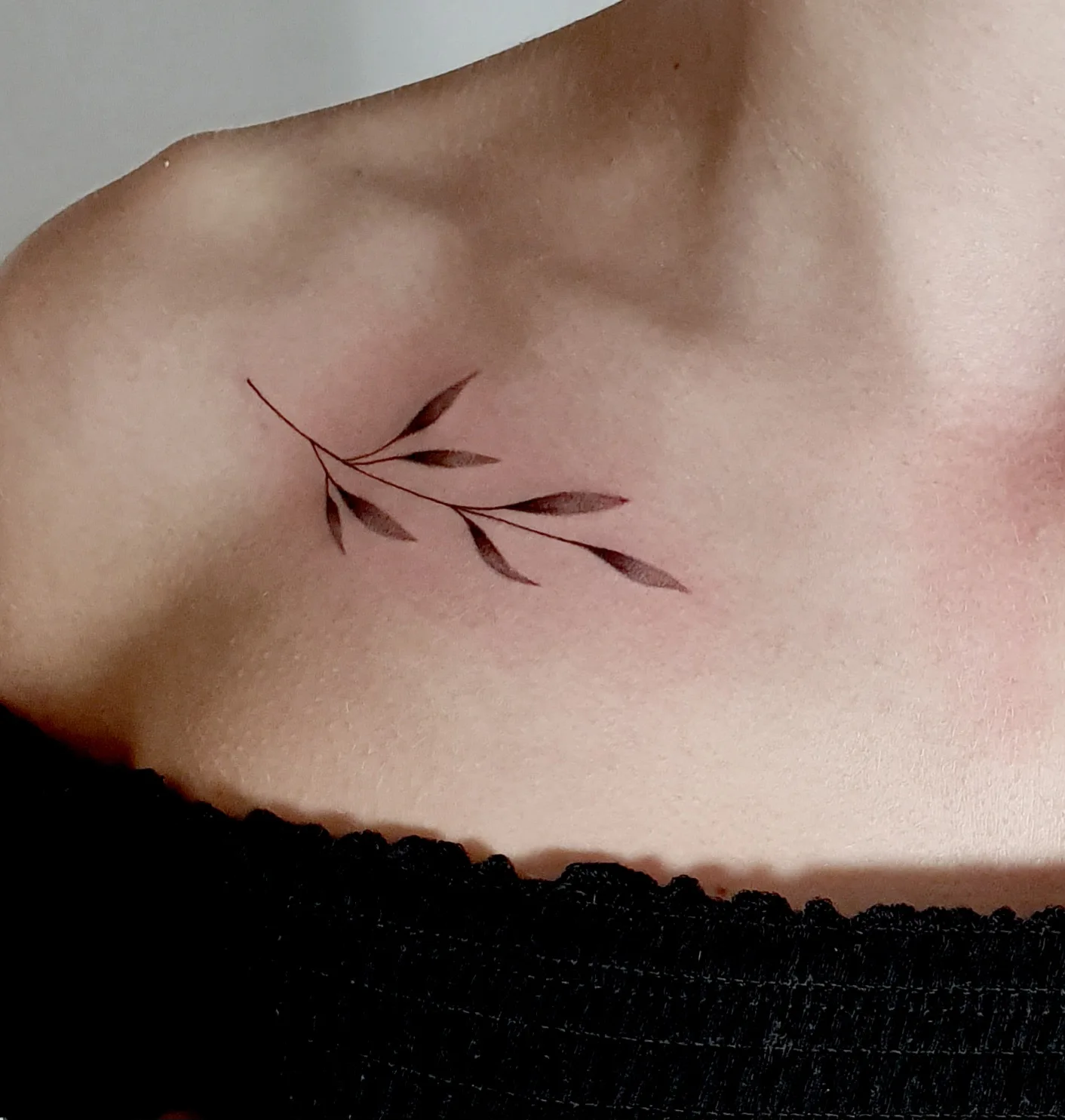 Minimal leaf tattoo